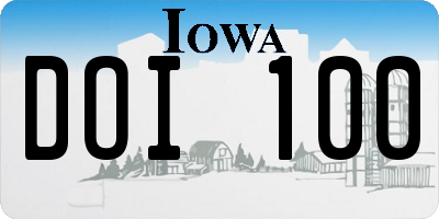 IA license plate DOI100