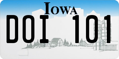 IA license plate DOI101
