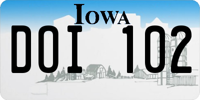 IA license plate DOI102