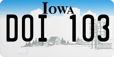 IA license plate DOI103