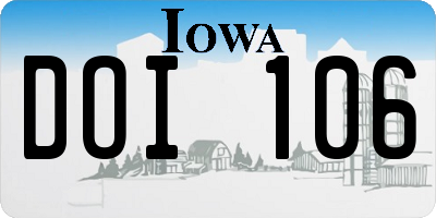 IA license plate DOI106