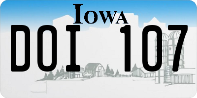IA license plate DOI107