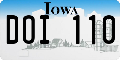 IA license plate DOI110