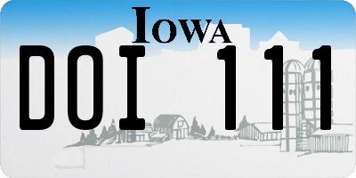 IA license plate DOI111