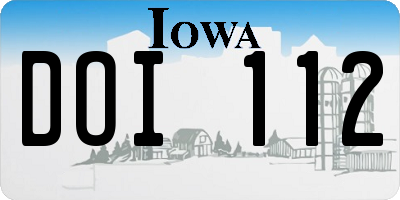 IA license plate DOI112