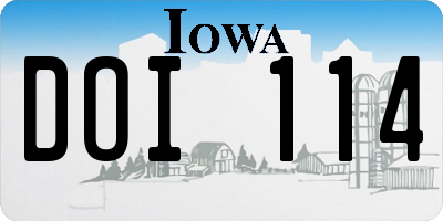 IA license plate DOI114
