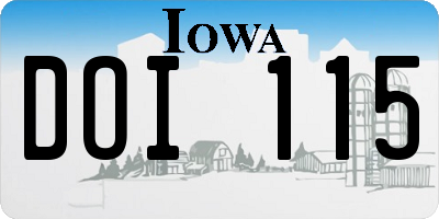 IA license plate DOI115