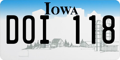 IA license plate DOI118