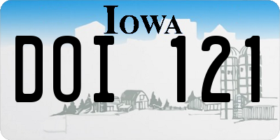 IA license plate DOI121