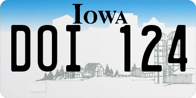 IA license plate DOI124