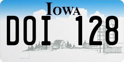 IA license plate DOI128