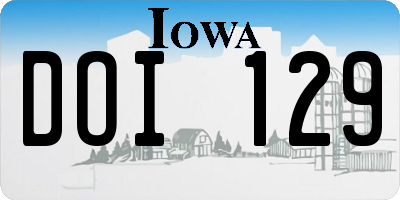 IA license plate DOI129