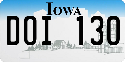 IA license plate DOI130