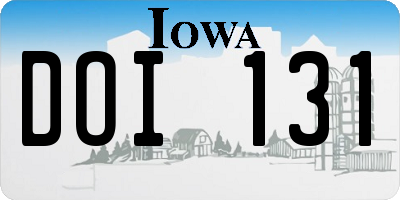 IA license plate DOI131