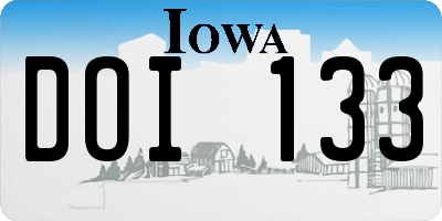 IA license plate DOI133