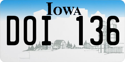 IA license plate DOI136