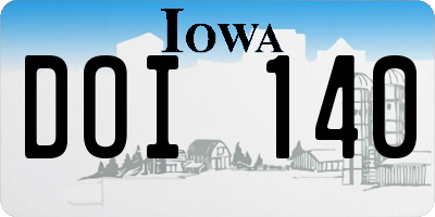 IA license plate DOI140