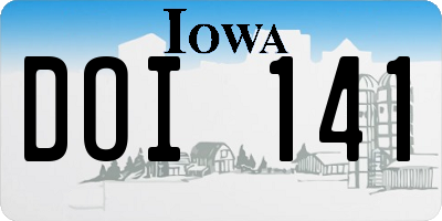 IA license plate DOI141