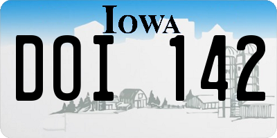 IA license plate DOI142