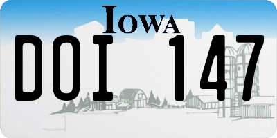 IA license plate DOI147