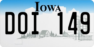 IA license plate DOI149