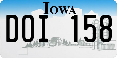 IA license plate DOI158