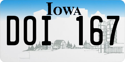 IA license plate DOI167