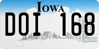 IA license plate DOI168