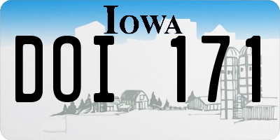 IA license plate DOI171