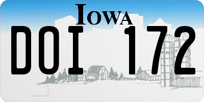 IA license plate DOI172