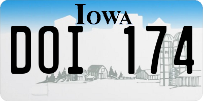 IA license plate DOI174