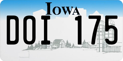 IA license plate DOI175