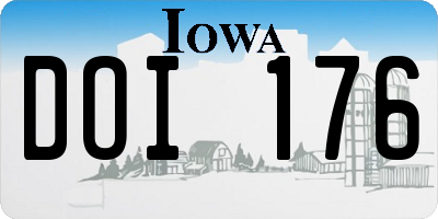 IA license plate DOI176