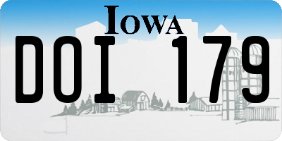 IA license plate DOI179