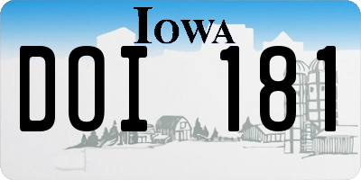 IA license plate DOI181