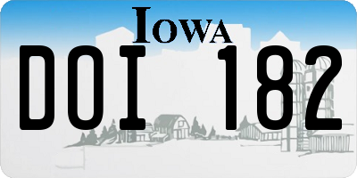 IA license plate DOI182