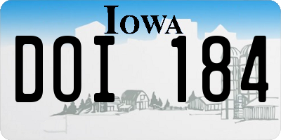 IA license plate DOI184