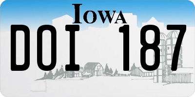 IA license plate DOI187