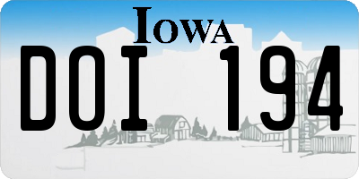 IA license plate DOI194