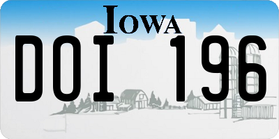 IA license plate DOI196