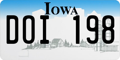 IA license plate DOI198