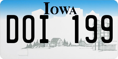 IA license plate DOI199
