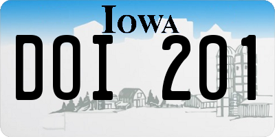 IA license plate DOI201