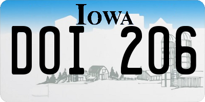 IA license plate DOI206