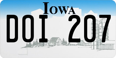 IA license plate DOI207