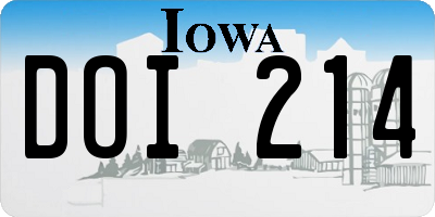 IA license plate DOI214