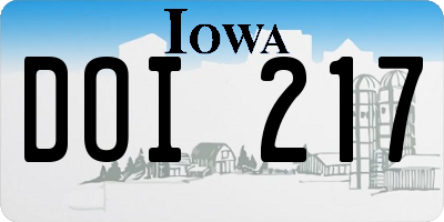 IA license plate DOI217