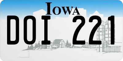 IA license plate DOI221