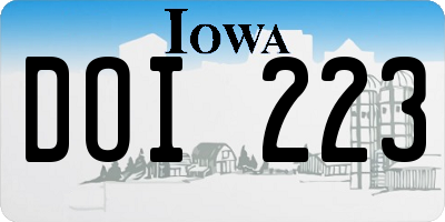 IA license plate DOI223