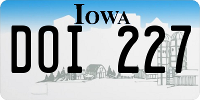 IA license plate DOI227